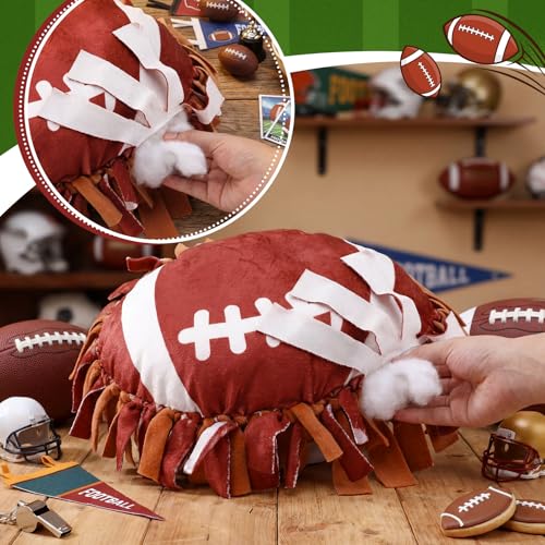 Weysat 6 Sets Football Tied Pillow Craft Kit DIY Football Shaped Pillow Craft Adults Gifts with PP Cotton for Sports Theme Party Room Decor VBS Favors Giveaways - style: Football