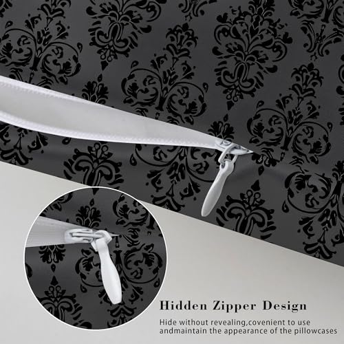 Satin Pillowcase for Hair and Skin Retro Black Damask Dark Purple Super Soft and Cooling Similar to Silk Pillow Case 1 Pack with Hidden Zipper Silky Soft Zippered Satin Pillowcase20 x30 - color: Retro Black Damask Dark Purple