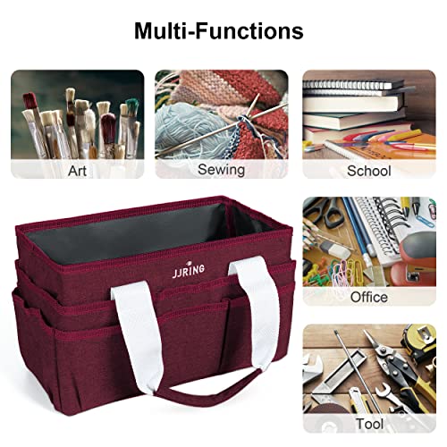 JJRING Craft Organizer Tote Bag Art Storage Caddy Dark Red - color: Dark Red, size: Small
