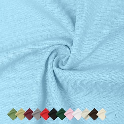 Linen Fabric | Natural Linen Cloth | Embroidery, Sewing | Soft, Breathable | 59" Wide | 50% Linen, 50% Rayon | Hemp, Jute, Needlework, Lining(2Y, Blue) - color: Blue, size: 2 Yard