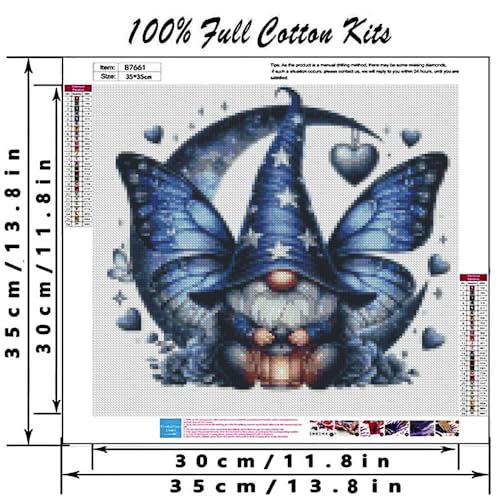 Gnome Stamped Cross Stitch Kits Flower Cross Stitch Patterns,Dimensions Cross Stitch Kits Embroidery Kit Arts and Crafts for Beginners 13.7x13.7 inch - color: D003