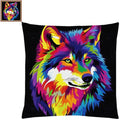 Lovxvouy Pillow Cross Stitch Kits for Adults Beginners-Preprinted Needlepoint Kit Stamped Crossstitching Kits 11CT Cross-Stitch Kit Stitches Kit Embroidery Kits-Colorful Wolf 18x18 inchs - color: ColorCraft18