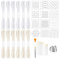 Booson 37 Pcs Sashiko Thread Kit Sashiko Needles Cotton Thimble Patterns - color: White