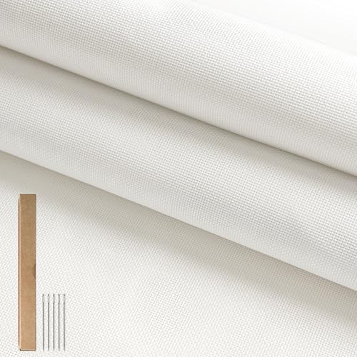 Kaitiaki 18 Mesh Needlepoint Canvas, 2 Pack 20 x 18 Inch Rolled Packaging with 5 Needles, 100% Cotton 18CT Blank Canvas Sheets, No-Fold Refill Needlepoint Fabric Set for DIY Embroidery Crafts - color: White 18mesh-20x18 in