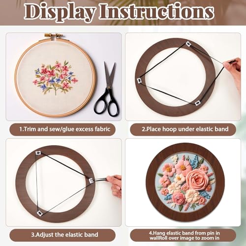 Wenqik 6 Pcs Wood Embroidery Frames for Display Cross Stitch 8'', Round - style: Round