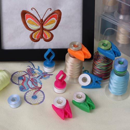 New brothread 100pcs Mix Sewing Notion (50 Bobbin Holders+50 Bobbin Clamps) - color: Multi-color 50/50