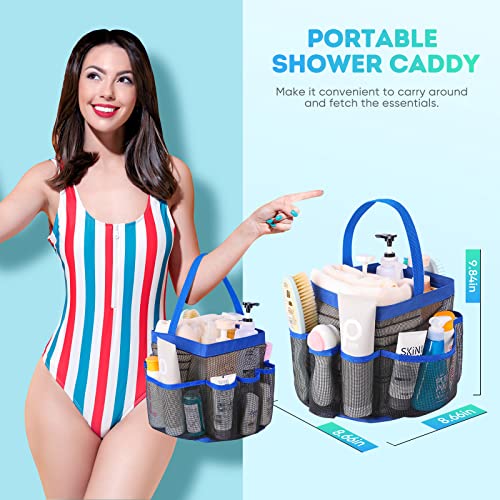 EUDELE Mesh Shower Caddy Portable for College Dorm Room Essentials,Shower Caddy Dorm with 9-Pocket Large Capacity for Beach,Swimming,Gym,Travel essentials, Blue - color: Black-Dark Blue