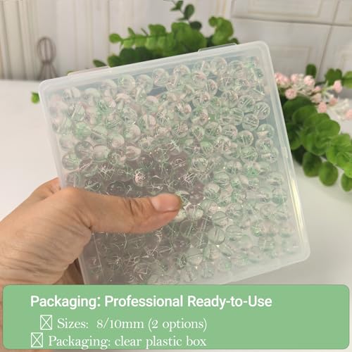 10mm Hand-Drawn Glass Beads Bulk 160pcs Green Pink Round - color: Green&Pink 10mm