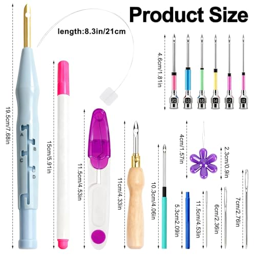 AUGSUN 39Pcs Punch Needle Kit for Craft Beginner Punch Embroidery Kit