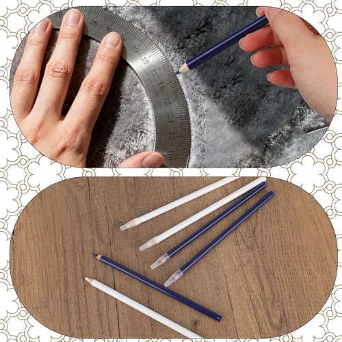BOXOB 8pcs Fabric Pencils for Sewing, Water Soluble Sewing Fabrics Tailors Markers Pen Practical Marking & Tracing Tool for Dressmaking Quilting Embroidery DIY Crafts (Blue, White) - color: Blue, White