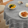 ZeeMart Hemstitched Striped Boho Table Cloth, 60 Inch Round Charcoal - color: Charcoal, size: 60" (Round)