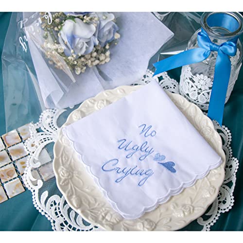 6 Pack of Ladies Embroidery Cotton Handkerchiefs Lace Wedding Hankies - color: Zww-w01