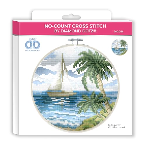 DIAMOND DOTZ Sailing Away Stamped Cross Stitch for Adults, Counted Pattern - color: Sailing Away