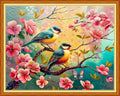 Redxing Stamped Cross Stitch Kits - Beach Night Landscape Counted Cross Stitch Kits for Beginners Adults Needlepoint Cross-Stitch Patterns-Little Bird Pink Peach Blossom 16x20 inchs - color: ArtsKit03