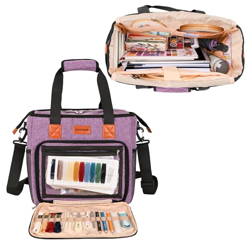 CROTIRAD Embroidery Bag Organizer for Cross Stitch Kits with Shoulder Strap - color: Purple