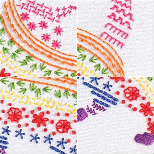 Louise Maelys Cute Cat Embroidery Kit for Beginners Creative Set - color: flower cow