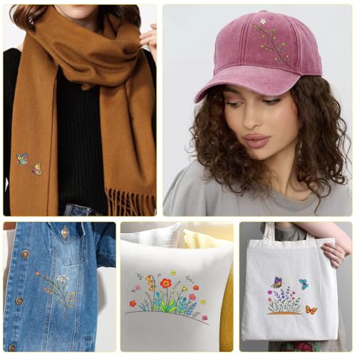 26Pcs Flower Vine Embroidery Patterns Stabilizers 11.7 x 8.3 Inch Water Soluble Stick and Stitch Embroidery Paper Flowers Pattern Wash Away Transfer Paper Stabilizer for DIY Hand Sewing - color: Plants
