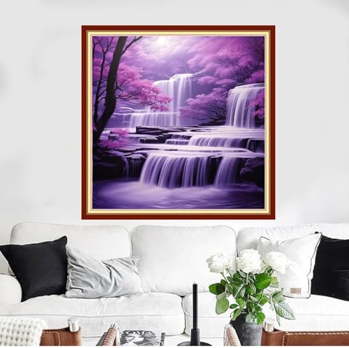 Funxvoot Stamped Cross Stitch Kits Beginners Full Range of Embroidery Starter Kits for Adults 11CT Printed Cross Stitch Kits for Beginners Adults-Maple Leaf Waterfall 18x18 inchs - color: CrossStitch38