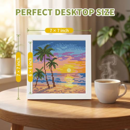 WUSARPLY Sunset Landscape Stamped Cross Stitch Kits for Adults with Framed - color: DKJ034