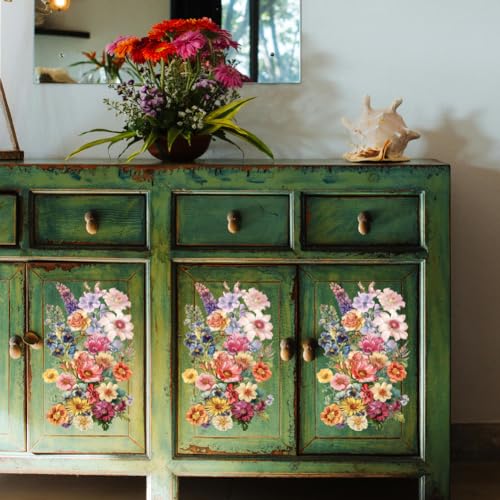 Peacoblue Vintage Flowers Rub On Transfers for Furniture Craft 6"x12" - style: Vintage Flowers