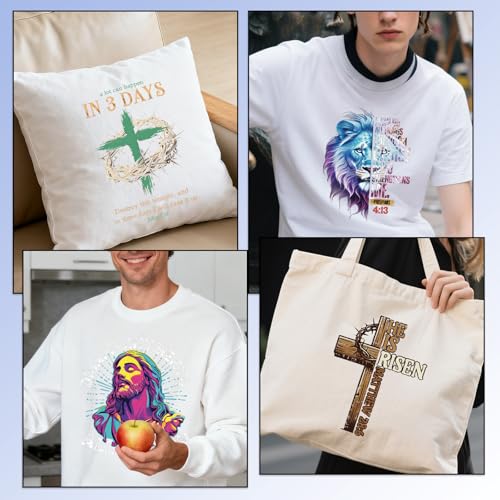 Rngmsi Dtf Transfers Ready to Press - 22 Pcs Christian Bible Verse Iron on Patches for T-Shirts, Cross Jesus Religious Iron on Stickers Heat Transfer Vinyl Decals for DIY Fabric Clothes Decor - style: Christian Bible Verse