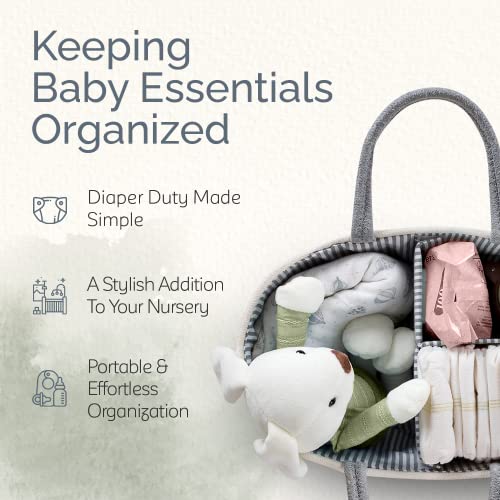 KiddyCare Diaper Caddy Organizer for Baby Nursery Basket with Handle Lid | Nursing bag with Changing Table Organizer Cart | Newborn Caddy | Grey Large size - color: Gray, size: Large