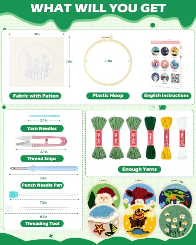 FIVEIZERO Punch Needle Kit for Beginners,Daisy Patterns Craft Kit - color: Daisy