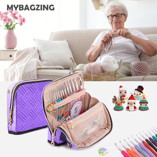 MYBAGZING Empty Crochet Hook Case, Stand-Up Crochet Hook Organizer - color: Purple, size: Case (Empty)
