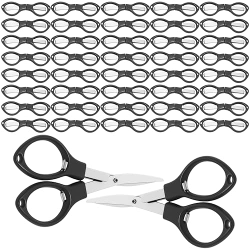 48 Set Mini Bandage Scissors Foldable Stainless Steel, Black - color: Black