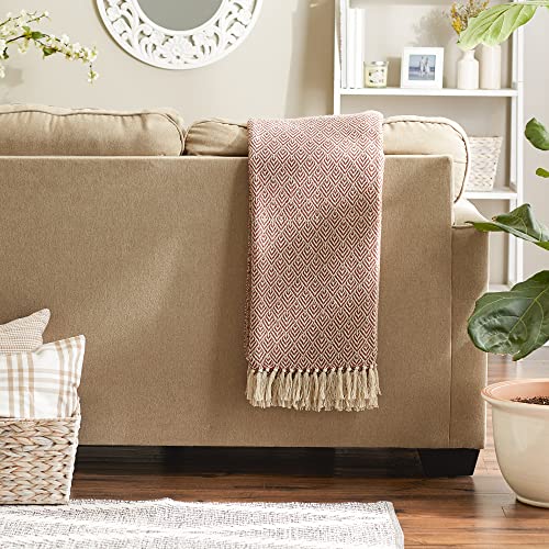 DII Diamond Throw Collection Cotton Woven, 50x60, Cinnamon - color: Cinnamon