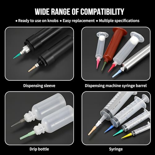 100 Pcs Plastic Tapered Dispenser Needle Tips (14GA-22GA) - Clog-Resistant Blunt Glue Tips with Double Helix Luer Lock for Precision Dispensing High Viscosity Epoxy, Resin, Oil, and Adhesive