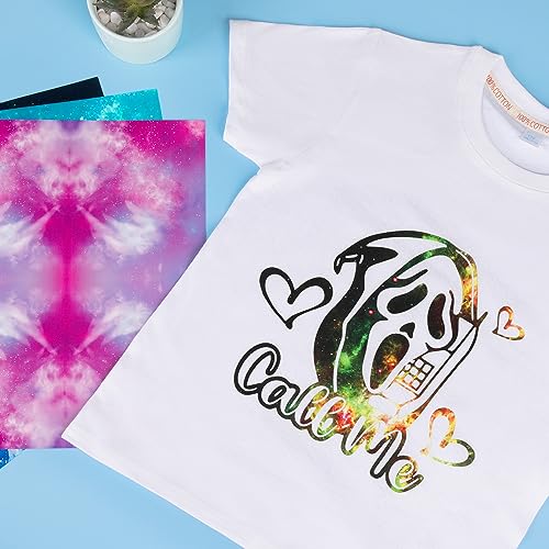 HTVRONT Galaxy Heat Transfer Vinyl, 7 Pack 12x10in Starry Sky Iron on Vinyl - color: Galaxy HTV