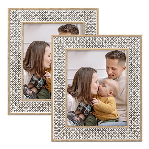 Boho 8x10 Picture Frame Moroccan Photo Frame Set of 2 - color: Boho Cross White, size: 8x10