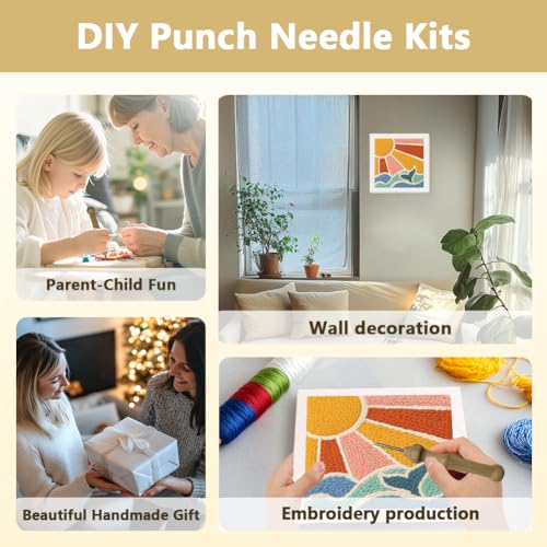 Doodlream Sun and Ocean DIY Punch Needle Embroidery Kit for Adult Beginner - color: Sun and Ocean