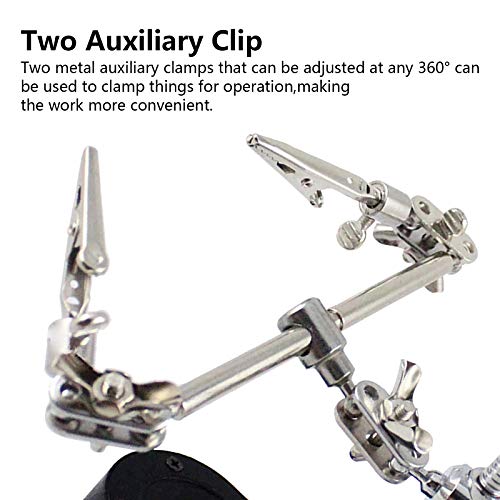 3.5X12X Helping Hands Soldering Station with LED Light & Alligator Clips - color: Black-3