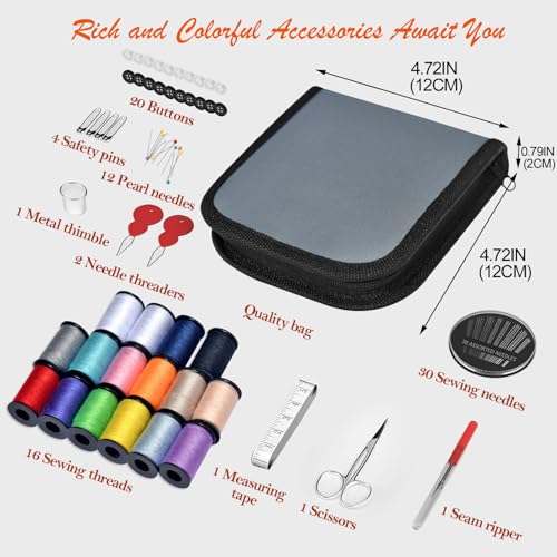 Sewing Kit Gifts for Grandma, Mom, Friend, Traveler, Adults, Beginner, Emergency,Sewing Supplies Accessories with Scissors,Sewing Needles Thimble, Thread,Tape Measure etc (Lt Pewter Gray, S) - color: Lt Pewter Gray, size: 1 Pack