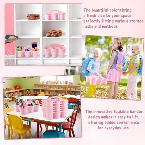 gisgfim 6 Pack Classroom Caddy Organizer with Handle, 6 Compartments, Pink - color: Pink