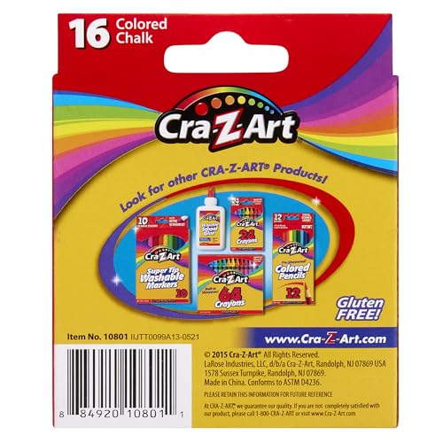 Cra-Z-Art Colored Chalk, 16 Count (10801-48), Assorted - size: 16 Count (Pack of 1)