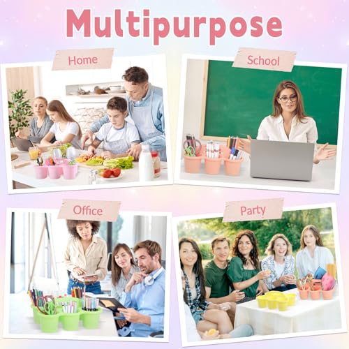6 Pack Classroom Caddy Organizer with Handle, 6 Compartments, Pastel - color: Pastel