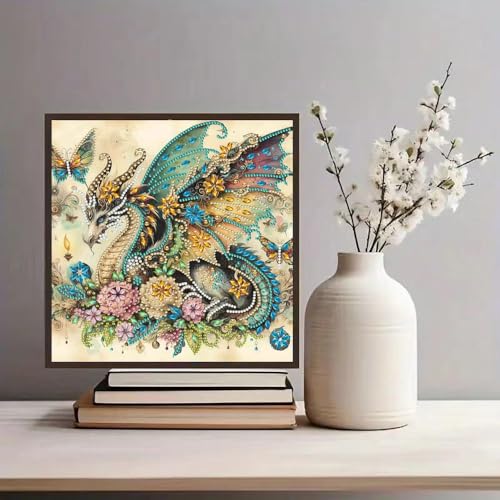 ZQEATRY Dragon Special Shape Diamond Art Kits for Adults,5D Diamond Painting Kits for Beginner,DIY Diamond Crystal Rhinestones Gem Art Kits for Home Wall Decor 11.8 X 11.8inch - color: XJ118