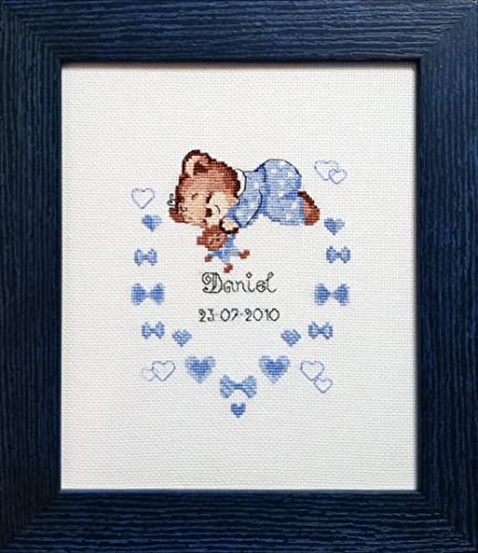 RIOLIS 1124 Boys Birth Announcement Counted Cross Stitch Kit 7 x 9.5 in - style: Boys Birth Announcement 1124