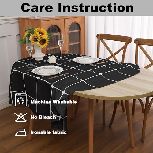 Gernaice Plaid Oval Tablecloth Checkered Table Cloth 60” x 102” Black - color: Black, size: 102" x 60" (Oval)