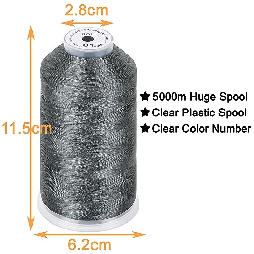 New brothread 2 Huge Spools Embroidery Machine Thread -Gray - color: Gray-817