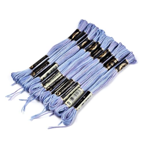 10 Skeins MediumSlate Blue 0.5mm 6-Ply Polyester Embroidery Floss Cross Stitch Threads Segment Dyed Gradient for DIY Craft Hand Sewing Knitting DIY Crafts Jewelry Making 8.75 Yards(8m)/Skein - color: Mediumslate Blue