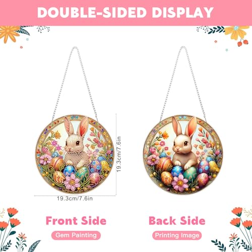 NAIMOER Easter Rabbit Egg Diamond Art Hanging Kits for Adults, 5D Special Shaped Rhinestone, DIY Spring Diamond Art Painting Window Pendants Home Garden Wall Hanging Ornament Kits, Double Sided - color: Easter 09