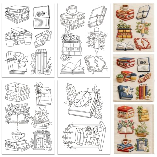 ORIGACH 4 Sheets Book Water Soluble Embroidery Patterns Stabilizers - color: Book & Stationery