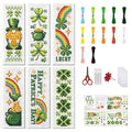 FREEBLOSS 6 Set Cross Stitch Bookmark Kit 11 CT Stamped Cross Stitch Kit DIY Embroidery Bookmark Kits for Adult Beginners with Instructions, St. Patrick's Day, 6 x 20 cm/8" x 2.4" - style: Saint Paul pattern