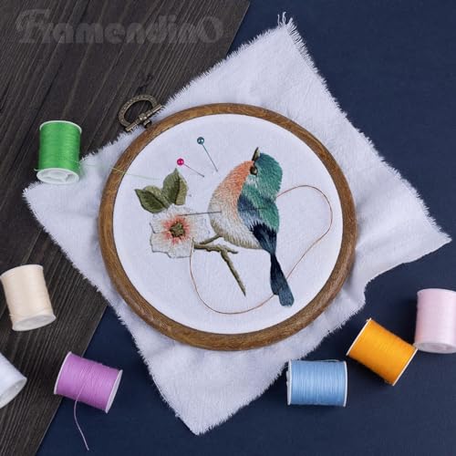 Framendino, 10 Pack Round Oval Embroidery Hoops 5.31 Inch Imitated Wood Display Frame Circle Cross Stitch Hoop Ring for Art Craft Sewing Hanging Ornaments - color: 5.31", size: 10 Pack