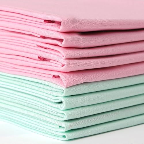 10 Pieces 18 x 21 Inches Cotton Fabric Precut Quilting Fabric Bundles Solid Colors Layer Cakes Quilt Material for DIY Craft Sewing Embroidery (Pink, Light Green) - color: Pink, Light Green
