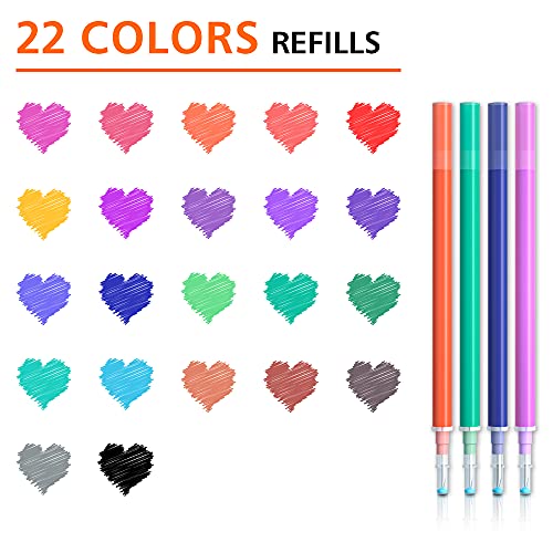 Vanstek 22 Assorted Colors Erasable Pen Refills, Gel Ink Refills Compatible with Erasable Pens, Fine Point 0.7 mm, Perfect for Writing Planner & Crossword Puzzles - color: 22 Colors Refills